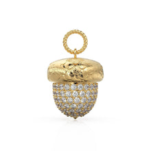Load image into Gallery viewer, Acorn Solid Gold 18k Diamond Pendant, Luxury Designer Gold Jewelry Gold Gemstone Charm Solid Gold Pendant Gift for her - Jalvi &amp; Co.