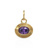 African Amethyst Charms 14k Yellow Solid Gold Bubble Bezel Charm Pendant Purple Oval Gemstone Bezel 18K Gold Jewelry Finding