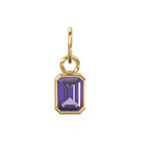 African Amethyst Emerald Cut Solid Gold Charm / Purple Gemstone Handmade Gold Pendant / 14k Solid Gold February Jewelry Making Finding