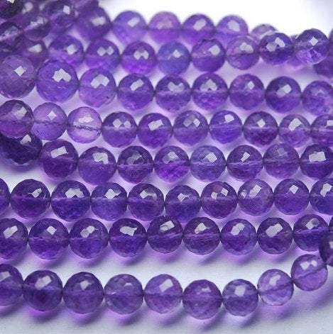 African Amethyst Faceted Round Ball Gemstone Loose Spacer Beads Strand 13" 5mm - Jalvi & Co.