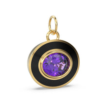 Load image into Gallery viewer, African Amethyst Oval Gemstone Enamel Pendant / Intricate Beautiful Jali Work On The Back / February Birthstone Charm or Connector - Jalvi &amp; Co.