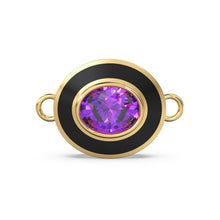 Load image into Gallery viewer, African Amethyst Oval Gemstone Enamel Pendant / Intricate Beautiful Jali Work On The Back / February Birthstone Charm or Connector - Jalvi &amp; Co.