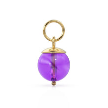 Load image into Gallery viewer, African Amethyst Round Ball Bead Solid Gold Charm / Purple Gemstone Handmade Gold Pendant / 1pc 14k Solid Yellow Gold Jewelry Making Finding - Jalvi &amp; Co.