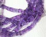 African Purple Amethyst Beads Smooth Polished 3D Box Cube Strand 8