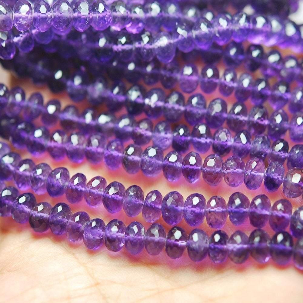 African Purple Amethyst Faceted Rondelle Gemstone Loose Beads 5mm 8mm 16" - Jalvi & Co.