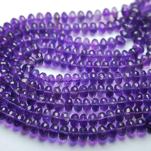 African Purple Amethyst Faceted Rondelle Gemstone Loose Beads 5mm 8mm 16