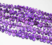 Load image into Gallery viewer, African Purple Amethyst Smooth Pear Drop Gemstone Loose Beads 7mm 11mm 9&quot; - Jalvi &amp; Co.