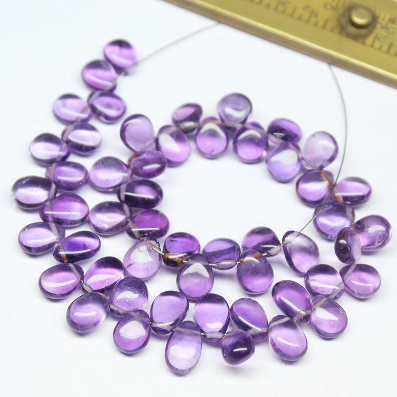 African Purple Amethyst Smooth Pear Drop Gemstone Loose Beads Strand 8mm 6mm 8" - Jalvi & Co.