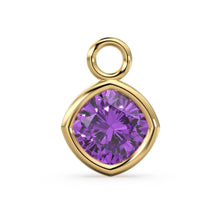 Load image into Gallery viewer, African Purple Amethyst Solid Gold Charm / Natural Gemstone Handmade Pendant / 1pc 14k Solid Yellow Gold Jewelry Making Findings - Jalvi &amp; Co.