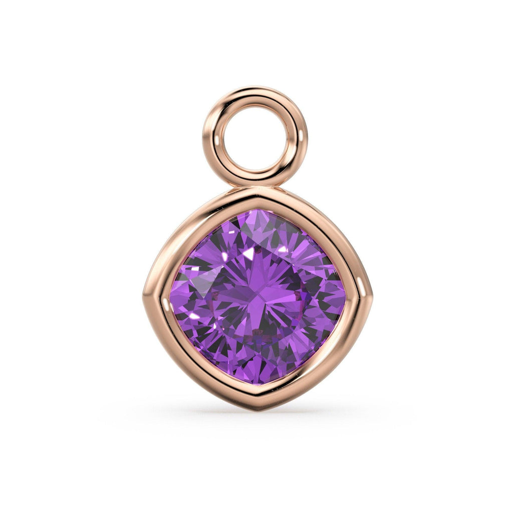 African Purple Amethyst Solid Gold Charm / Natural Gemstone Handmade Pendant / 1pc 14k Solid Yellow Gold Jewelry Making Findings - Jalvi & Co.