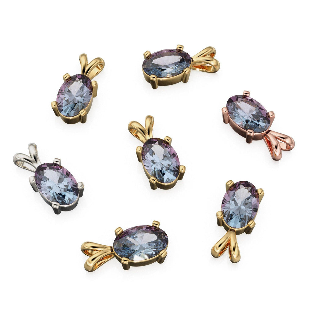 Alexandrite Charm, 18k Solid Gold Charm, Handmade Gold Charm, Bicolor Alexandrite Gemstone Pendant Necklace, June Birthstone Charm - Jalvi & Co.