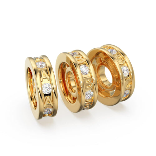 Alphabet Diamond Solid Gold 6mm Beads / 18k Solid Yellow Gold Spacer Findings / 2mm Hole Initial Beads / Name Jewelry Making Supplies Beads - Jalvi & Co.