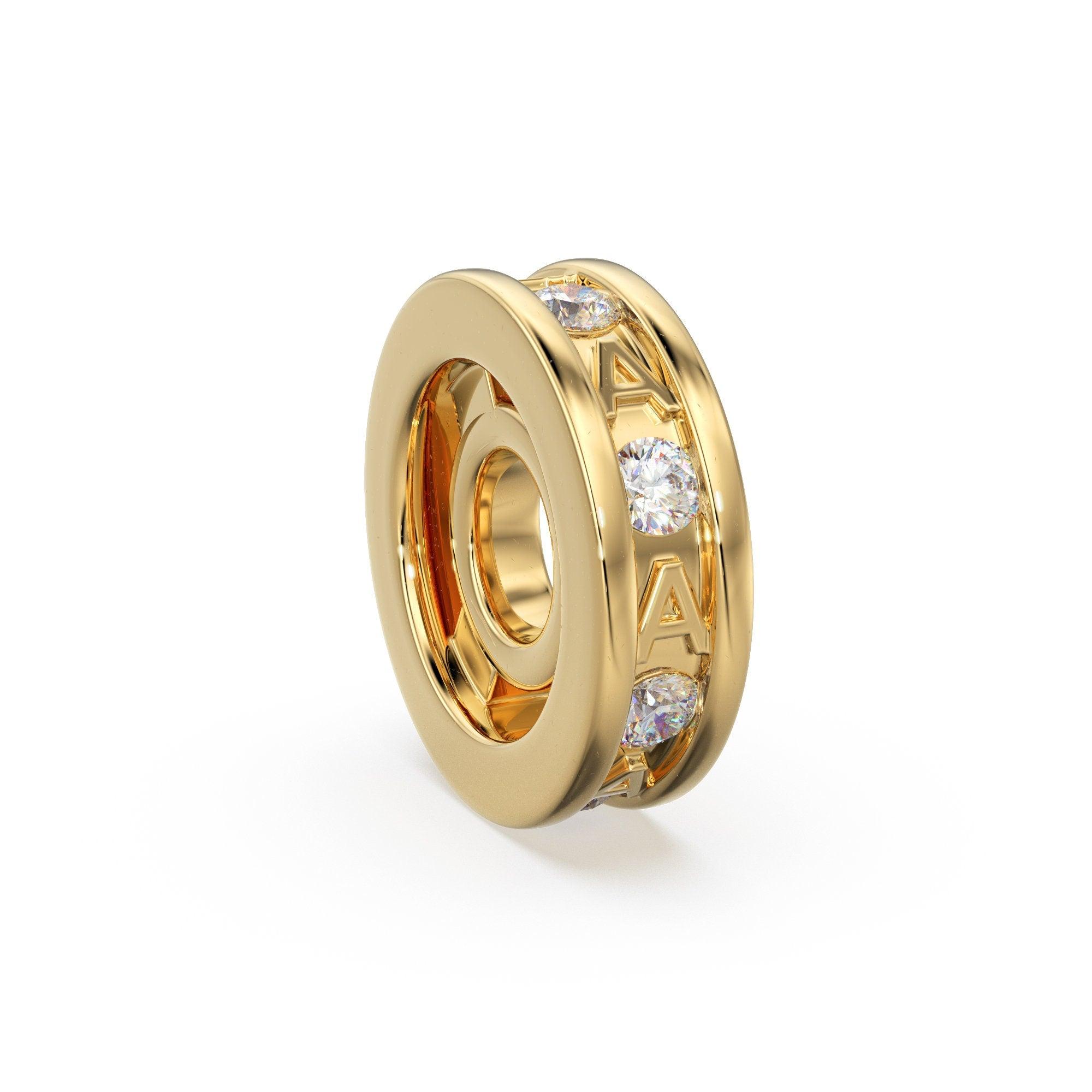 Sophisticated Layered Diamond and Gold Alphabet Finger Ring