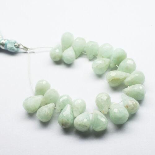 Amazonite Faceted Tear drop Briolette Loose Gemstone Beads Strand 24pc 9mm 11mm - Jalvi & Co.