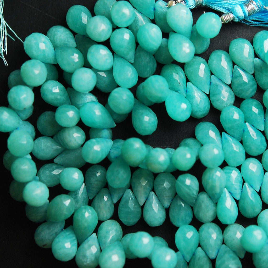 Amazonite Faceted Tear drop Briolette Loose Gemstone Beads Strand 25pc 12mm 13mm - Jalvi & Co.