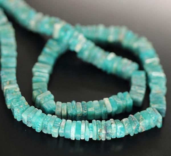 Amazonite Smooth Heishi Cube Square Gemstone Loose Bead Strand 13" 5mm 5.5mm - Jalvi & Co.