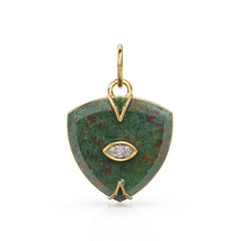 Load image into Gallery viewer, Antique 14k Gold and Carved Banded Bloodstone Signet Charms / 18k Gold Gemstone Shield Gemstone Pendant / Vintage Signet Gemstone Necklace - Jalvi &amp; Co.