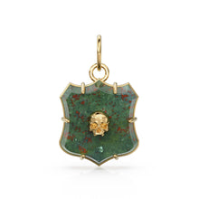 Load image into Gallery viewer, Antique 14k Gold and Carved Banded Bloodstone Signet Charms / 18k Gold Gemstone Shield Gemstone Pendant / Vintage Signet Gemstone Necklace - Jalvi &amp; Co.