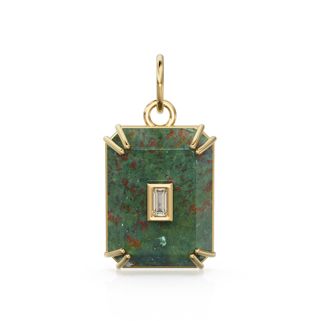 Antique 14k Gold and Carved Banded Bloodstone Signet Charms / 18k Gold Gemstone Shield Gemstone Pendant / Vintage Signet Gemstone Necklace - Jalvi & Co.