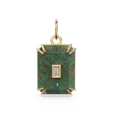 Load image into Gallery viewer, Antique 14k Gold and Carved Banded Bloodstone Signet Charms / 18k Gold Gemstone Shield Gemstone Pendant / Vintage Signet Gemstone Necklace - Jalvi &amp; Co.