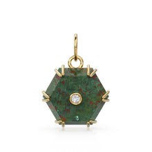 Load image into Gallery viewer, Antique 14k Gold and Carved Banded Bloodstone Signet Charms / 18k Gold Gemstone Shield Gemstone Pendant / Vintage Signet Gemstone Necklace - Jalvi &amp; Co.