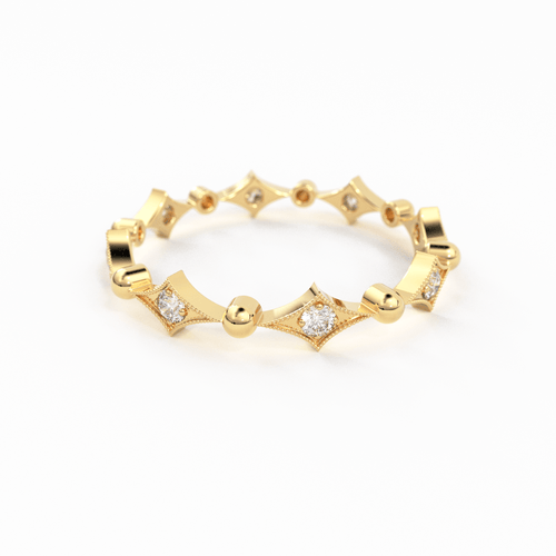 Antique Inspired Diamond Eternity band in 14k Gold / Full Eternity Diamond Wedding Band in Rose Gold / Anniversary Gift / Birthday Gift - Jalvi & Co.