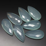 Aqua 2 matching pair, 30x15mm, Blue Chalcedony Faceted Pear Drop Briolette Loose Gemstone Beads