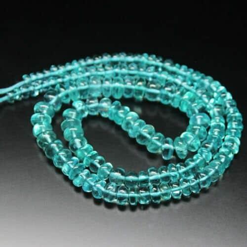 Aqua Blue Apatite Smooth Rondelle Loose Gemstone Craft Beads Strand 9