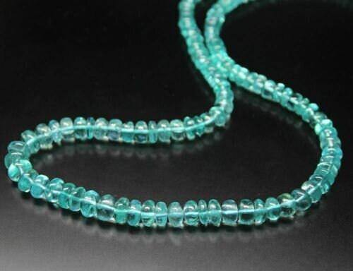 Aqua Blue Apatite Smooth Rondelle Loose Gemstone Craft Beads Strand 9