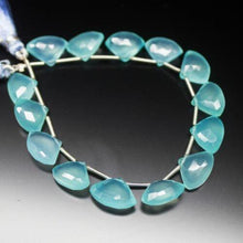 Load image into Gallery viewer, Aqua Blue Chalcedony Faceted Fancy Heart Briolette Gemstone Loose Beads 6&quot; 13mm - Jalvi &amp; Co.