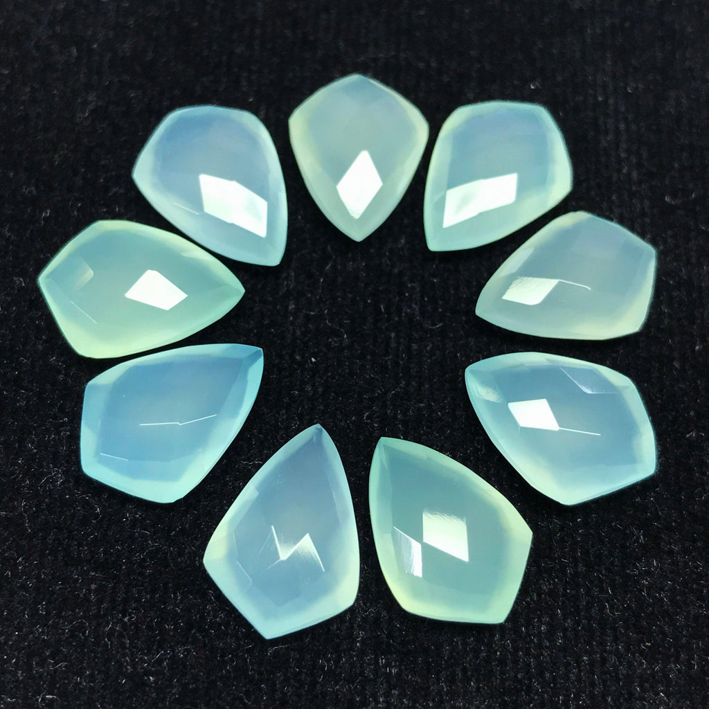 Aqua Blue Chalcedony Faceted Kite Shield Briolette Drop Loose Gemstone Beads 6 pair 14x10mm - Jalvi & Co.