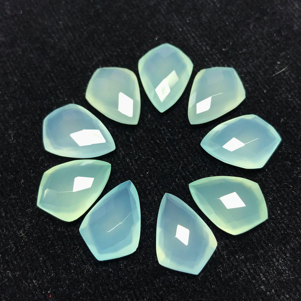 Aqua Blue Chalcedony Faceted Kite Shield Briolette Drop Loose Gemstone Beads 6 pair 14x10mm - Jalvi & Co.