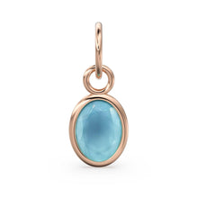 Load image into Gallery viewer, Aqua Blue Chalcedony Oval Solid Gold Charm / Natural Blue Gemstone Handmade 18k Gold Pendant / 1pc 14k Solid Gold Jewelry Making Findings - Jalvi &amp; Co.