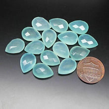 Load image into Gallery viewer, Aqua Blue Chalcedony Pear Drop Gemstone Loose Bead Lot 22pc 14x10mm - Jalvi &amp; Co.