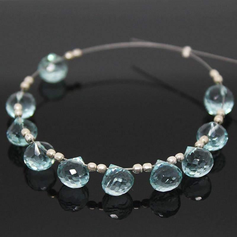 Aqua Blue Quartz Faceted Onion Beads 7mm 10pc - Jalvi & Co.