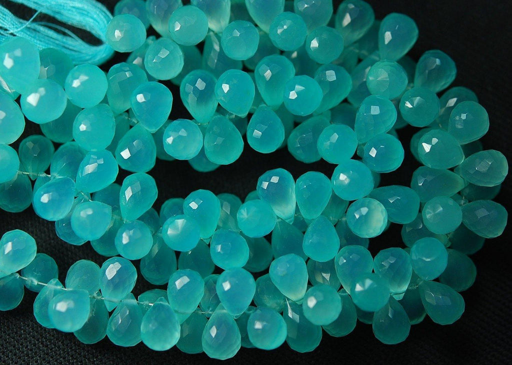 Aqua Chalcedony Drops 100 Pieces 13X8mm - Jalvi & Co.