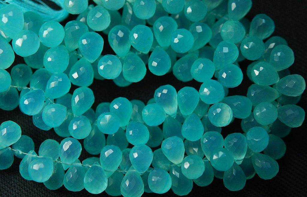 Aqua Chalcedony Drops 100 Pieces 13X8mm - Jalvi & Co.