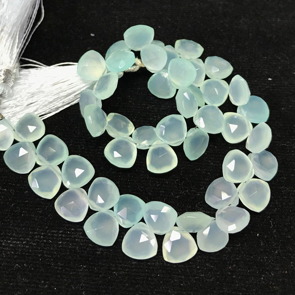 Aqua Chalcedony Faceted Trillion Gemstone Loose Beads Strand 26pcs 8mm - Jalvi & Co.