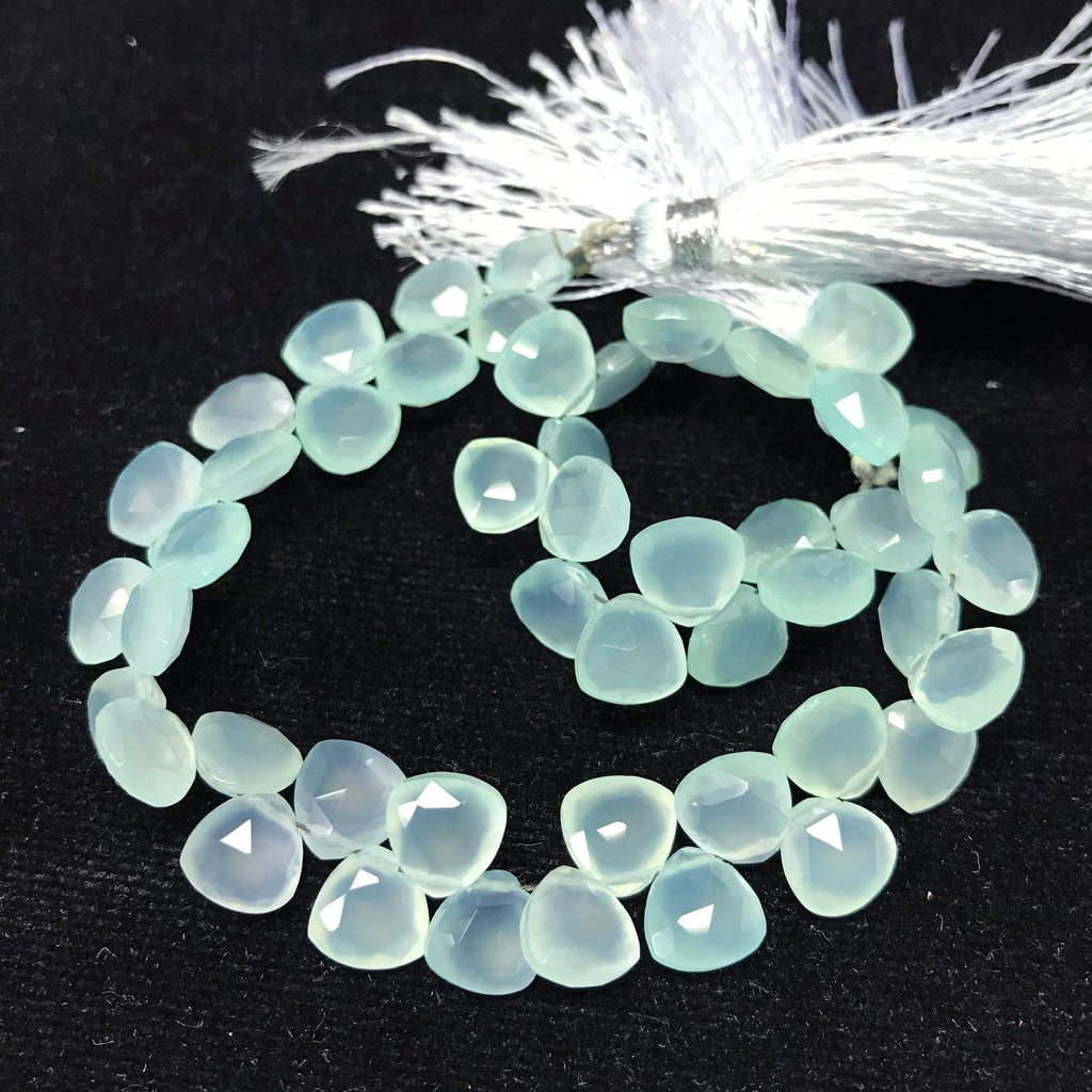 Aqua Chalcedony Faceted Trillion Gemstone Loose Beads Strand 26pcs 8mm - Jalvi & Co.