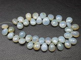 Aqua Chalcedony Natural Faceted Pear Drop Briolette Beads Strand 7