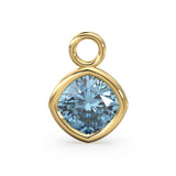 Aquamarine Blue Quartz Solid Gold Charm / Blue Gemstone Handmade Pendant / 1pc 14k Solid Yellow Gold Jewelry Making / March BirthstoneSALE