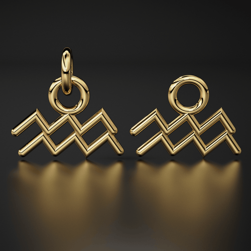 Aquarius Zodiac Necklace Star Sign Pendant Astrology Birthday Gift in Solid 14k or 18k Gold - Jalvi & Co.