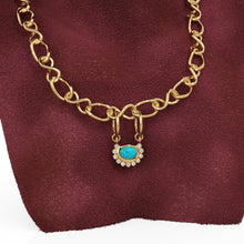 Load image into Gallery viewer, Arizona Blue Turquoise Real Diamond Charm / 18k Solid Gold Sleeping Beauty Turquoise Pendant / Turquoise Necklace / December Birthstone - Jalvi &amp; Co.