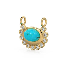 Load image into Gallery viewer, Arizona Blue Turquoise Real Diamond Charm / 18k Solid Gold Sleeping Beauty Turquoise Pendant / Turquoise Necklace / December Birthstone - Jalvi &amp; Co.