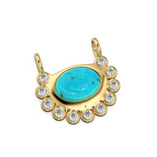 Load image into Gallery viewer, Arizona Blue Turquoise Real Diamond Charm / 18k Solid Gold Sleeping Beauty Turquoise Pendant / Turquoise Necklace / December Birthstone - Jalvi &amp; Co.