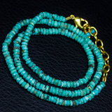Arizona Turquoise Heishi Wheel gold vermeil Gemstone Beads Necklace 3.5mm 4mm 17