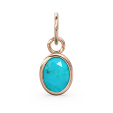 Load image into Gallery viewer, Arizona Turquoise Oval Solid Gold Charm / Natural Blue Gemstone Handmade Gold Pendant / 1pc 14k Solid Yellow Gold Jewelry Making Findings - Jalvi &amp; Co.