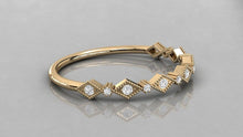 Load image into Gallery viewer, Art Deco Half Eternity Diamond Ring / 14k Diamond Eternity Stackable Wedding Band / Diamond Ring / Milgrain Anniversary Band - Jalvi &amp; Co.