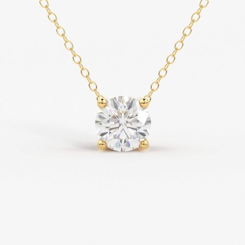 Attached Diamond On Chain / 14Kt Gold Diamond Necklace/ Diamond Solitaire Necklace/ Bridesmaid Necklace / Diamond Necklace Gift/ SHIPS FAST - Jalvi & Co.