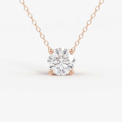 Attached Diamond On Chain / 14Kt Gold Diamond Necklace/ Diamond Solitaire Necklace/ Bridesmaid Necklace / Diamond Necklace Gift/ SHIPS FAST - Jalvi & Co.